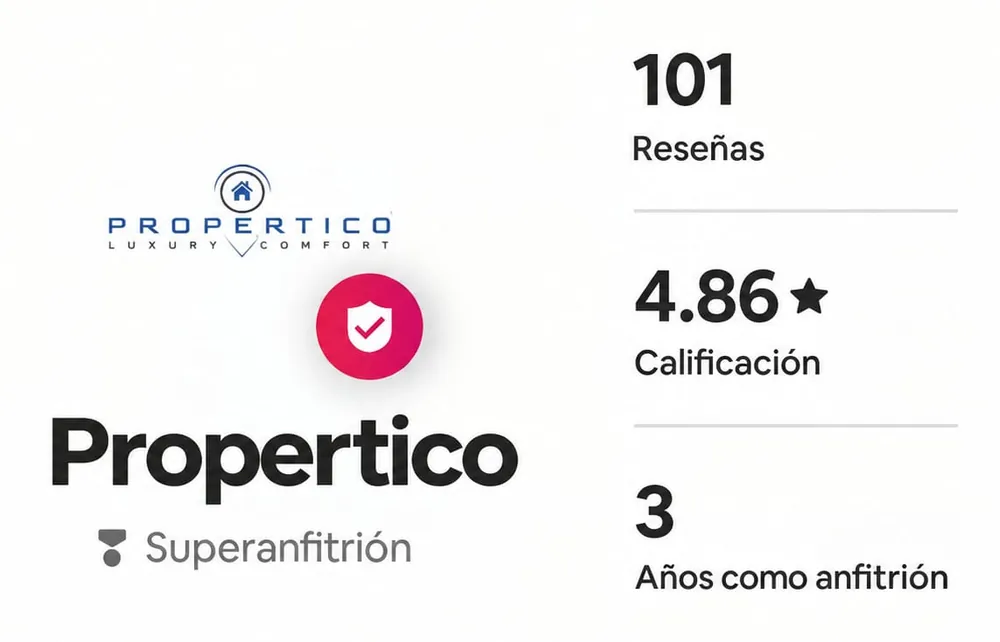 Perfil de Airbnb de Propertico, Superanfitrión: 101 reseñas, calificación de 4.86 estrellas, 3 años como anfitrión.